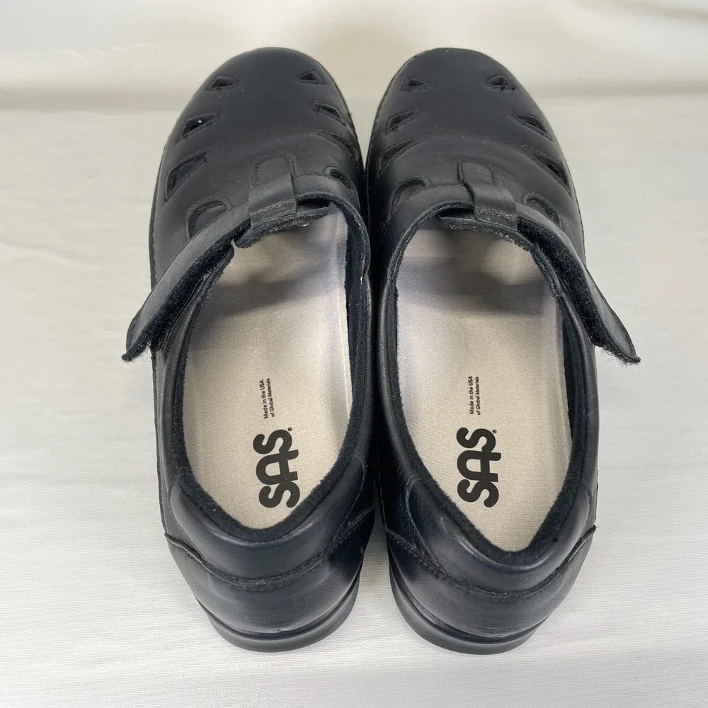 SAS Roamer Shoes Womens Size 9.5 M Black Leather Tripad Comfort Casual Sandals